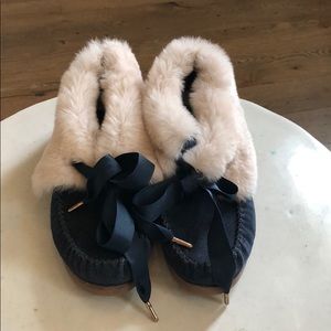 Tory Burch navy slippers